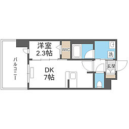 グランフォーレ博多プレミアベイサイド 1DKの間取図画像