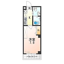 フラッティ衣笠 1階1Kの間取り