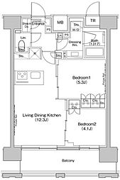 ザ・パークハビオ上北沢 2LDKの間取図画像