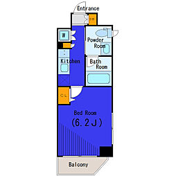 京急本線 大森町駅 徒歩2分の賃貸マンション 8階1Kの間取り