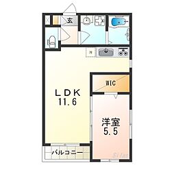 南海線 湊駅 徒歩14分の賃貸アパート 2階1LDKの間取り