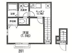 メゾンプリムール 1Kの間取図画像