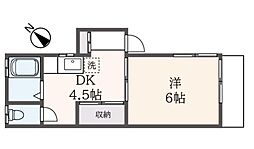 ウインフミ 1階1DKの間取り
