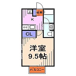 カーサ　ポンテ 2階1Kの間取り