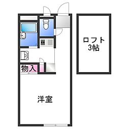 レオパレステイスレッジ 1Kの間取図画像
