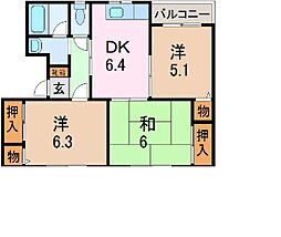 グランメール千本B 3DKの間取図画像