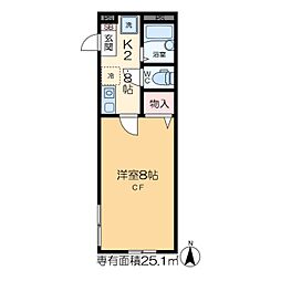 ヘーベルハイム 1Kの間取図画像