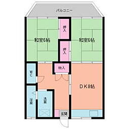 高山ビル 2DKの間取図画像