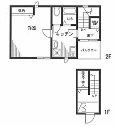 エバーハイツ大山 2階1Kの間取り