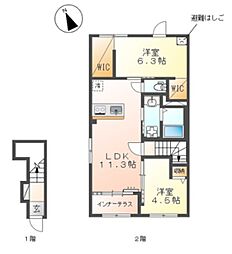 アネシス八王子 2LDKの間取図画像