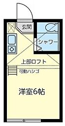 エコルステージ東白楽 ワンルームの間取図画像