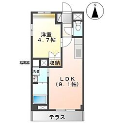 エルディア 1LDKの間取図画像