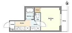 CasadePazKamata 1Kの間取図画像