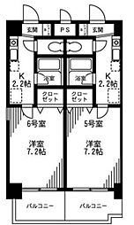 K.Mパークサイド 4階1Kの間取り