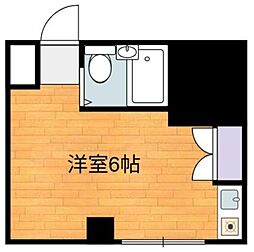 岡田ビル 2階ワンルームの間取り
