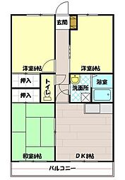 ハピネスマンションII 1階3DKの間取り