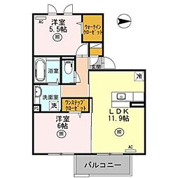 アクシス　善 2階2LDKの間取り
