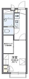 レオパレスアクシスII 2階1Kの間取り