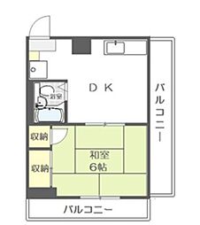 第2ヒカリマンション 5階1DKの間取り