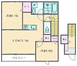 シャルマン土井3 2LDKの間取図画像
