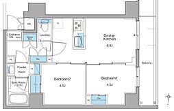 ルフォンリヴェント清澄白河 2DKの間取図画像