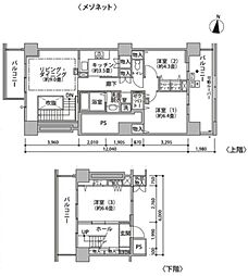 東雲キャナルコートCODAN20号棟 3階3LDKの間取り