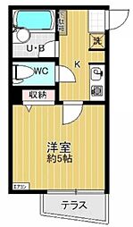ピア見次公園 1階1Kの間取り