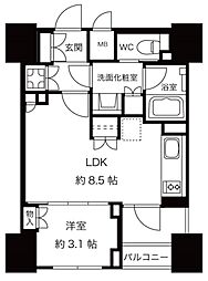 プレミスト渋谷宮益坂 10階1LDKの間取り