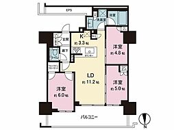 品川イーストシティタワー 17階3LDKの間取り
