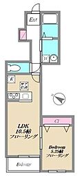 ナーシサス・コート大倉山B 1LDKの間取図画像