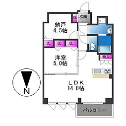 スプランディッド上本町WESTII 1SLDKの間取図画像