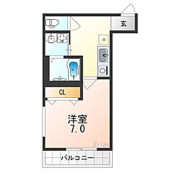 フジパレス住吉公園西 1Kの間取図画像