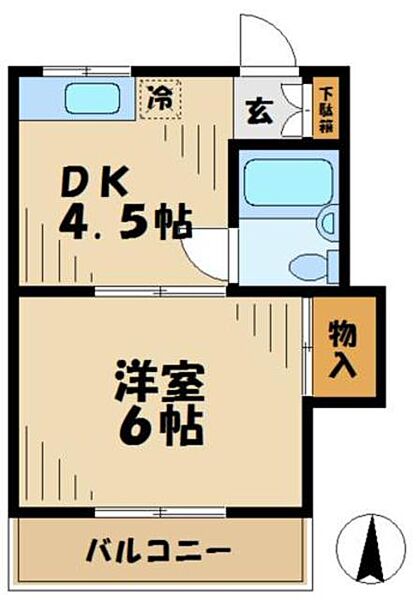竹の家荘 201｜東京都八王子市下柚木(賃貸アパート1DK・2階・22.36㎡)の写真 その2