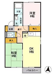 メゾンドール 壱番館 2階2DKの間取り