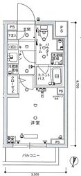 スカイコート蒲田EAST 1Kの間取図画像
