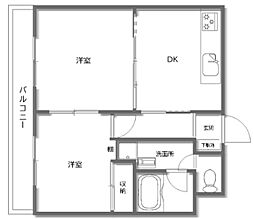 ウィング上福岡 2DKの間取図画像