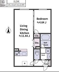 ａＬＡＴＯ ＯｙａｍａII 3階1LDKの間取り