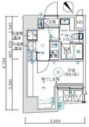 MAXIV国立矢川 1Kの間取図画像