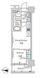 パークアクシス木場キャナル　ウエスト 6階1DKの間取り