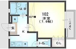CORE8 1階1Kの間取り