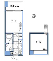 RIZ高輪 4階1Kの間取り