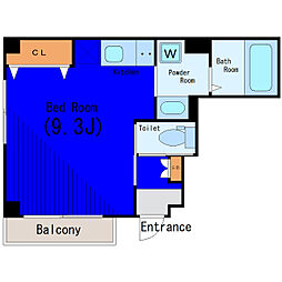 東急目黒線 不動前駅 徒歩7分の賃貸マンション 2階ワンルームの間取り