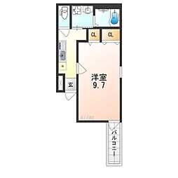 南海線 湊駅 徒歩8分の賃貸アパート 2階1Kの間取り