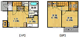 エスポワール南田 1階2LDKの間取り