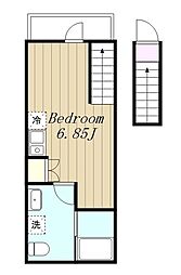 多摩都市モノレール 大塚・帝京大学駅 徒歩9分の賃貸アパート 2階ワンルームの間取り