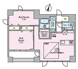 セレーネ御殿山 6階2SLDKの間取り
