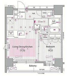 ガーラ・シティ渋谷南平台 1LDKの間取図画像