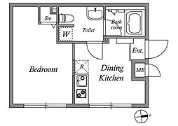 グランパセオ方南町 2階1DKの間取り