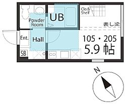 ハーミットクラブハウス井土ヶ谷2 ワンルームの間取図画像