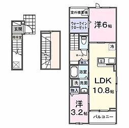 ヒカルサ大宮南中丸ノ-スII 2LDKの間取図画像